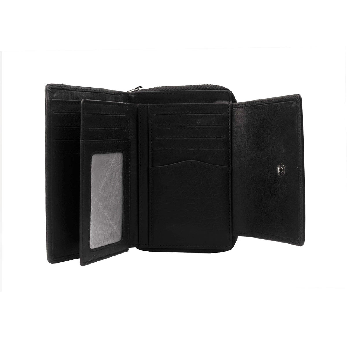 Solid Antique Brass Hardware &amp; Heavy-Duty Dual Zipper Detail on Hanoi Full-Grain Leather Wallet 여성용