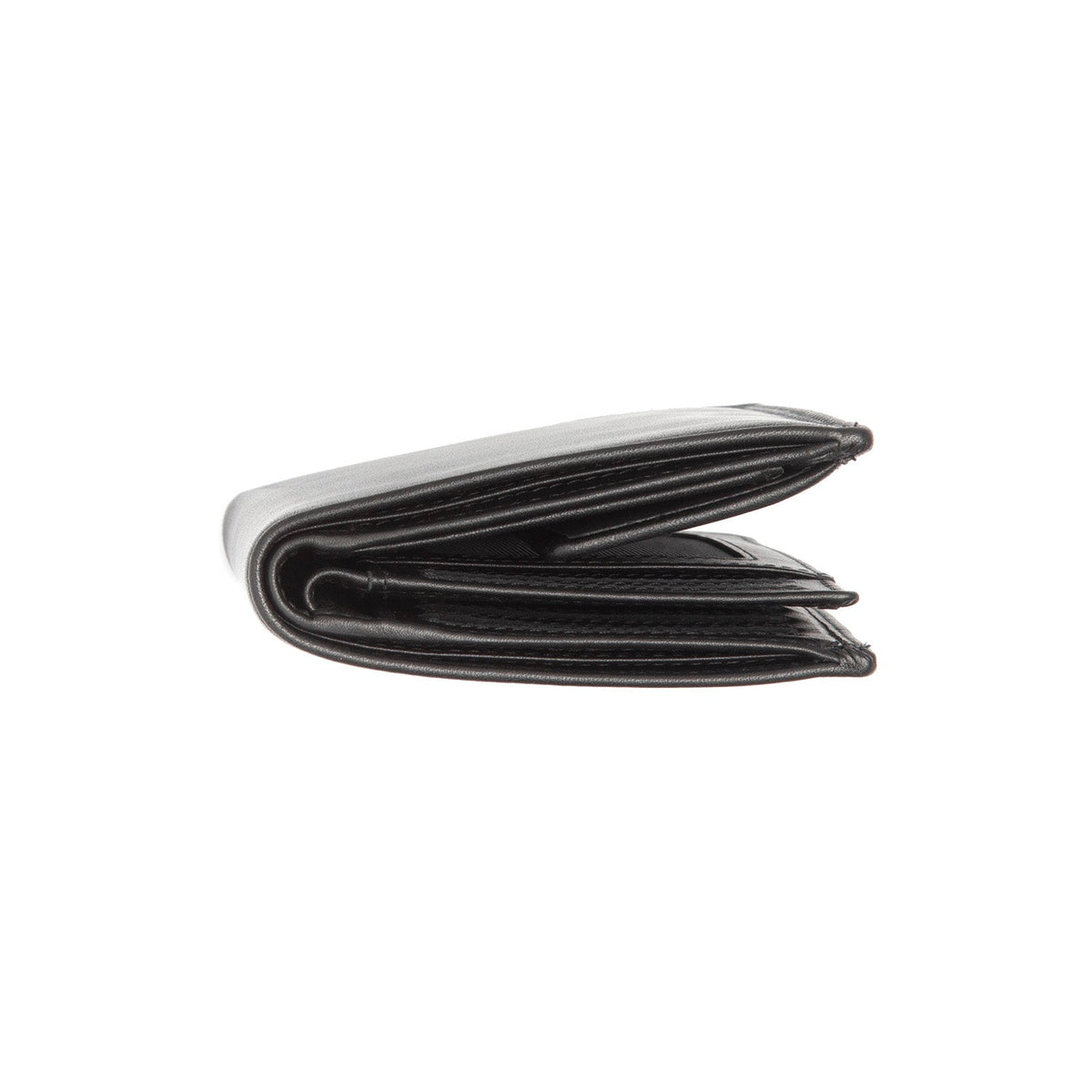 Hanson Full-Grain Leather Wallet 남성용 - Structured Side Profile Showing Gusset Depth &amp; Expansion Capacity