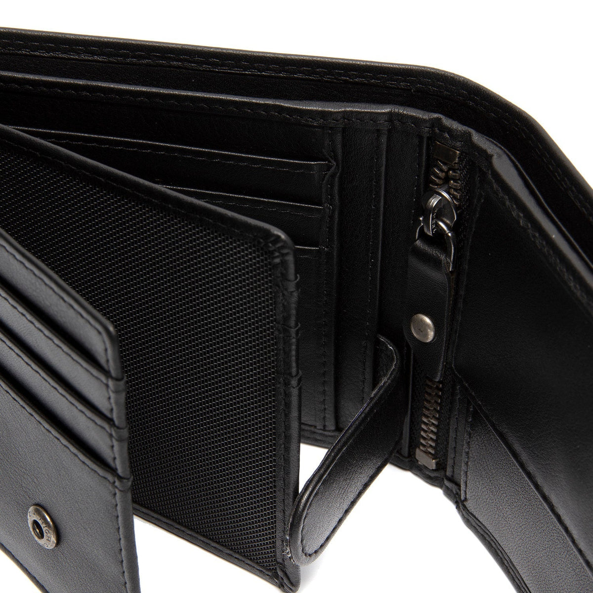 Hendrick Full-Grain Leather Wallet 남성용 - Structured Side Profile Showing Gusset Depth &amp; Expansion Capacity