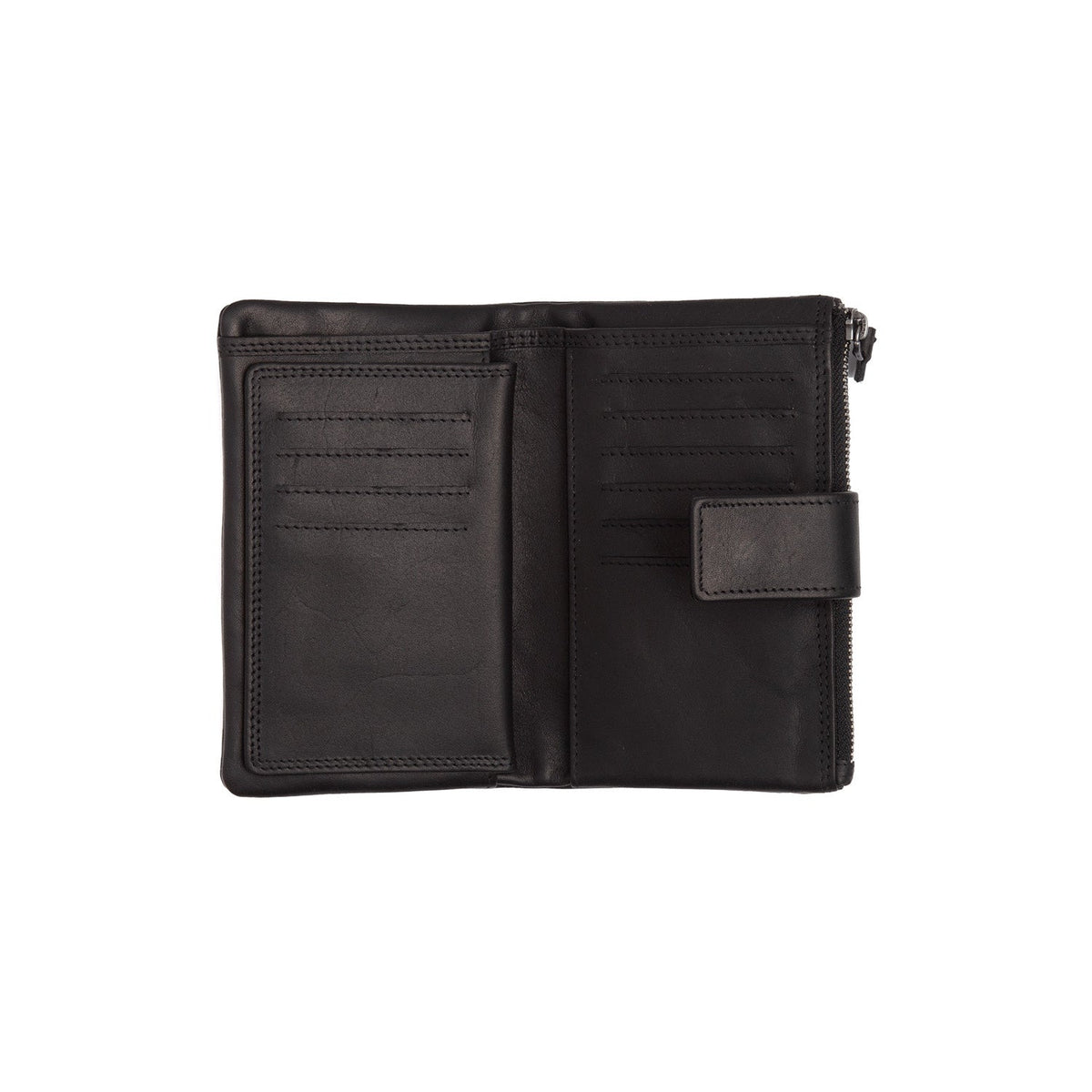 Landau Full-Grain Leather Wallet 여성용 - Structured Side Profile Showing Gusset Depth &amp; Expansion Capacity