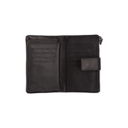 Landau Full-Grain Leather Wallet 여성용 - Structured Side Profile Showing Gusset Depth &amp; Expansion Capacity