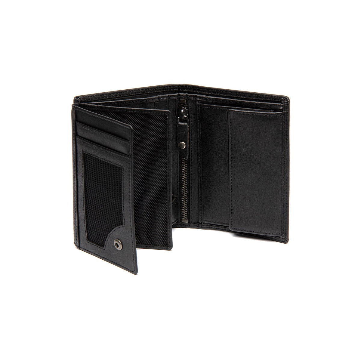 Solid Antique Brass Hardware &amp; Heavy-Duty Dual Zipper Detail on Leroy Full-Grain Leather Wallet 남성용