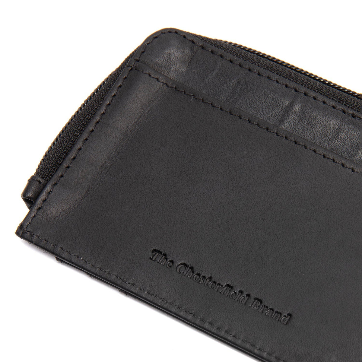 Solid Antique Brass Hardware &amp; Heavy-Duty Dual Zipper Detail on Livenza Full-Grain Leather Wallet 여성용