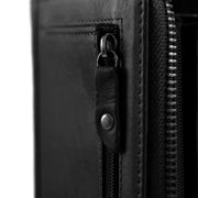 Solid Antique Brass Hardware &amp; Heavy-Duty Dual Zipper Detail on Nova Full-Grain Leather Wallet 여성용
