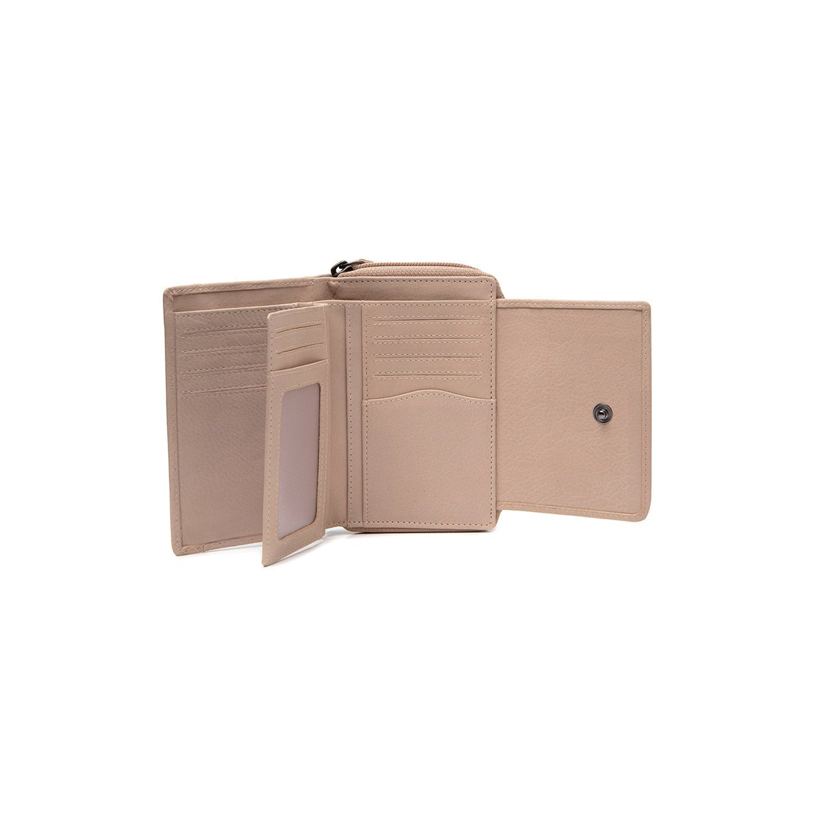 Solid Antique Brass Hardware &amp; Heavy-Duty Dual Zipper Detail on Orveta Full-Grain Leather Wallet 여성용