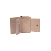 Solid Antique Brass Hardware &amp; Heavy-Duty Dual Zipper Detail on Orveta Full-Grain Leather Wallet 여성용