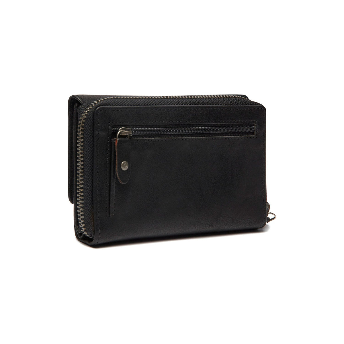 Rhodos Full-Grain Leather Wallet 여성용 - Structured Side Profile Showing Gusset Depth &amp; Expansion Capacity