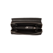 Solid Antique Brass Hardware &amp; Heavy-Duty Dual Zipper Detail on Salviano Full-Grain Leather Wallet 여성용