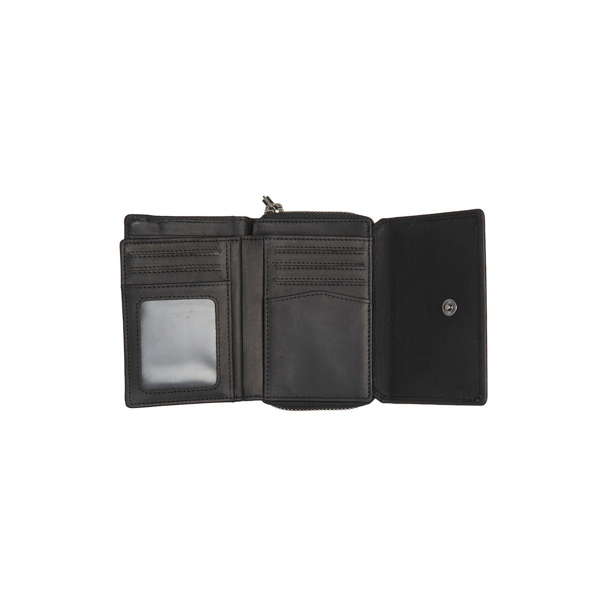 Sorraia Full-Grain Leather Wallet 여성용 - Structured Side Profile Showing Gusset Depth &amp; Expansion Capacity