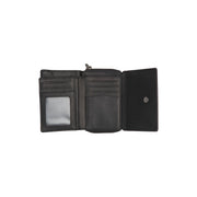 Sorraia Full-Grain Leather Wallet 여성용 - Structured Side Profile Showing Gusset Depth &amp; Expansion Capacity