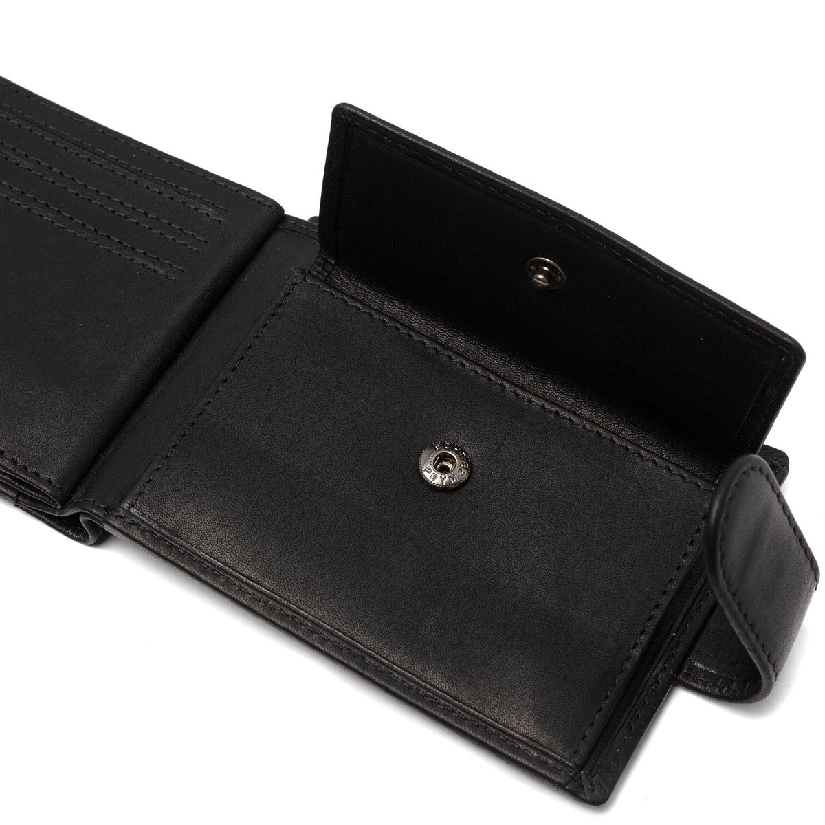 Solid Antique Brass Hardware &amp; Heavy-Duty Dual Zipper Detail on Yamba Full-Grain Leather Wallet 남성용