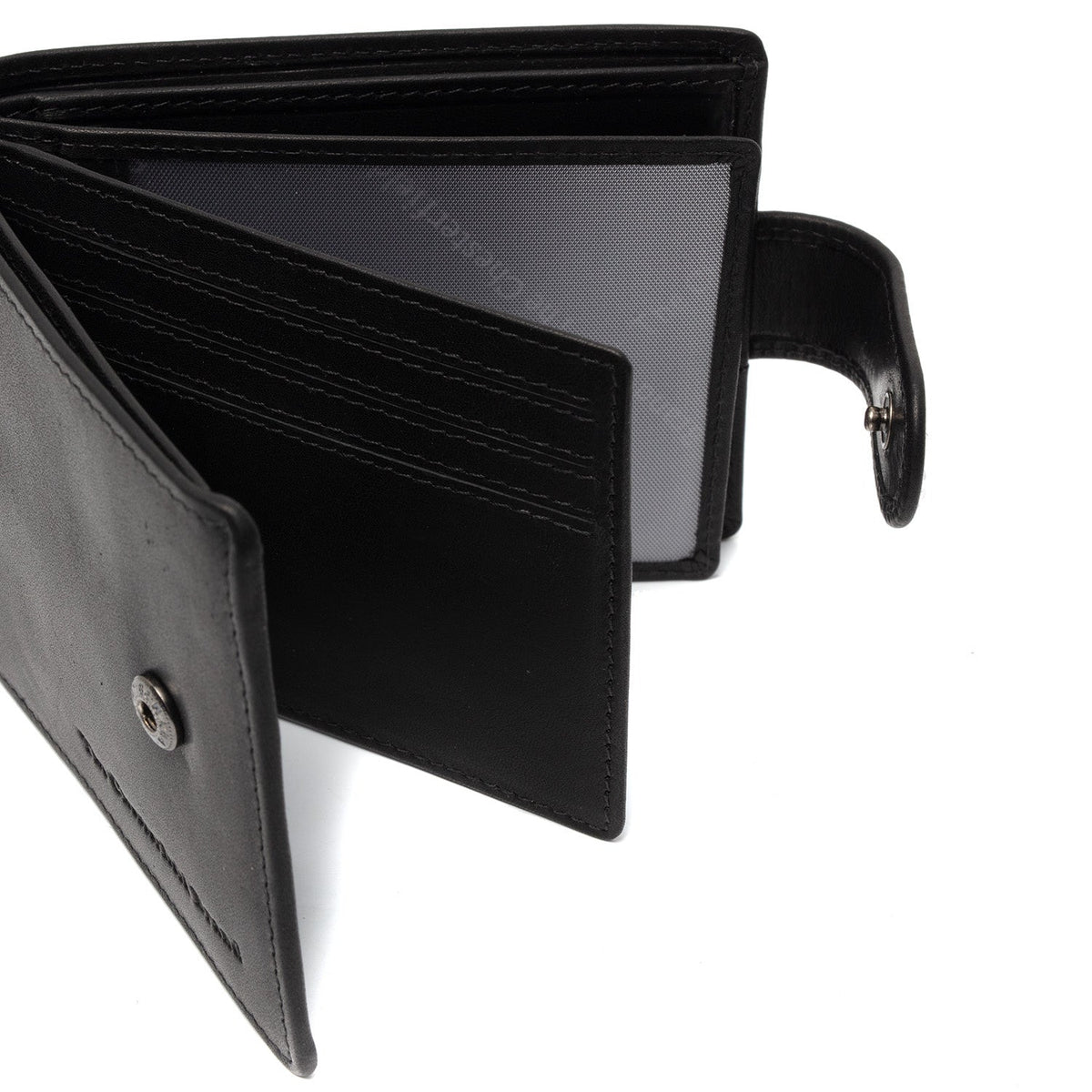Yamba Full-Grain Leather Wallet 남성용 - Structured Side Profile Showing Gusset Depth &amp; Expansion Capacity