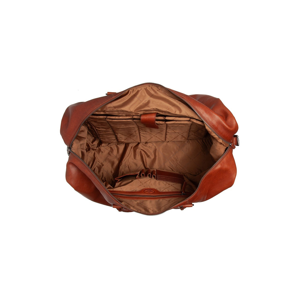 Solid Antique Brass Hardware &amp; Heavy-Duty Dual Zipper Detail on Cavoli Full-Grain Leather Weekender Bag 여성용