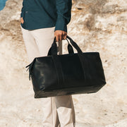 Conor Full-Grain Leather Weekender Bag 여성용 - Structured Side Profile Showing Gusset Depth &amp; Expansion Capacity