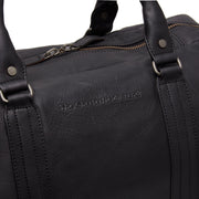 Solid Antique Brass Hardware &amp; Heavy-Duty Dual Zipper Detail on Perth Full-Grain Leather Weekender Bag 여성용