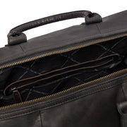 Solid Antique Brass Hardware &amp; Heavy-Duty Dual Zipper Detail on Portsmouth Full-Grain Leather Weekender Bag 여성용