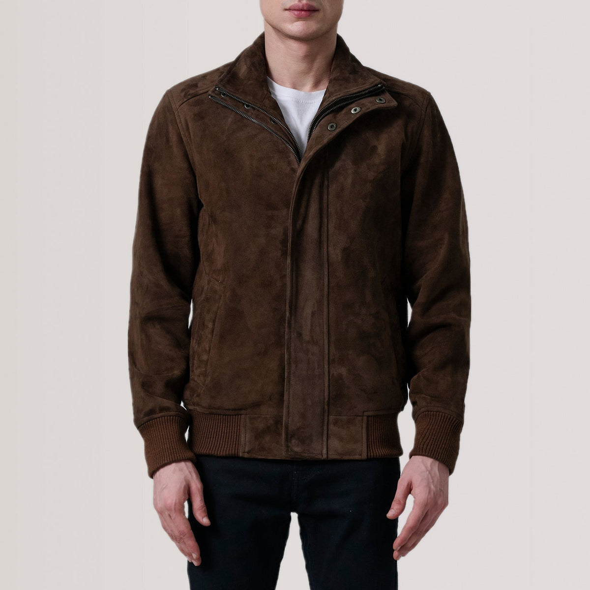 Lester 브라운 Suede 가죽 봄버 자켓 남성용 – alternate product view 3