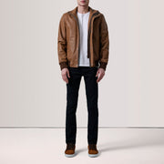 Lester 브라운 Suede 가죽 봄버 자켓 남성용 – alternate product view 2