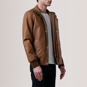 Lester 브라운 Suede 가죽 봄버 자켓 남성용 – alternate product view 3
