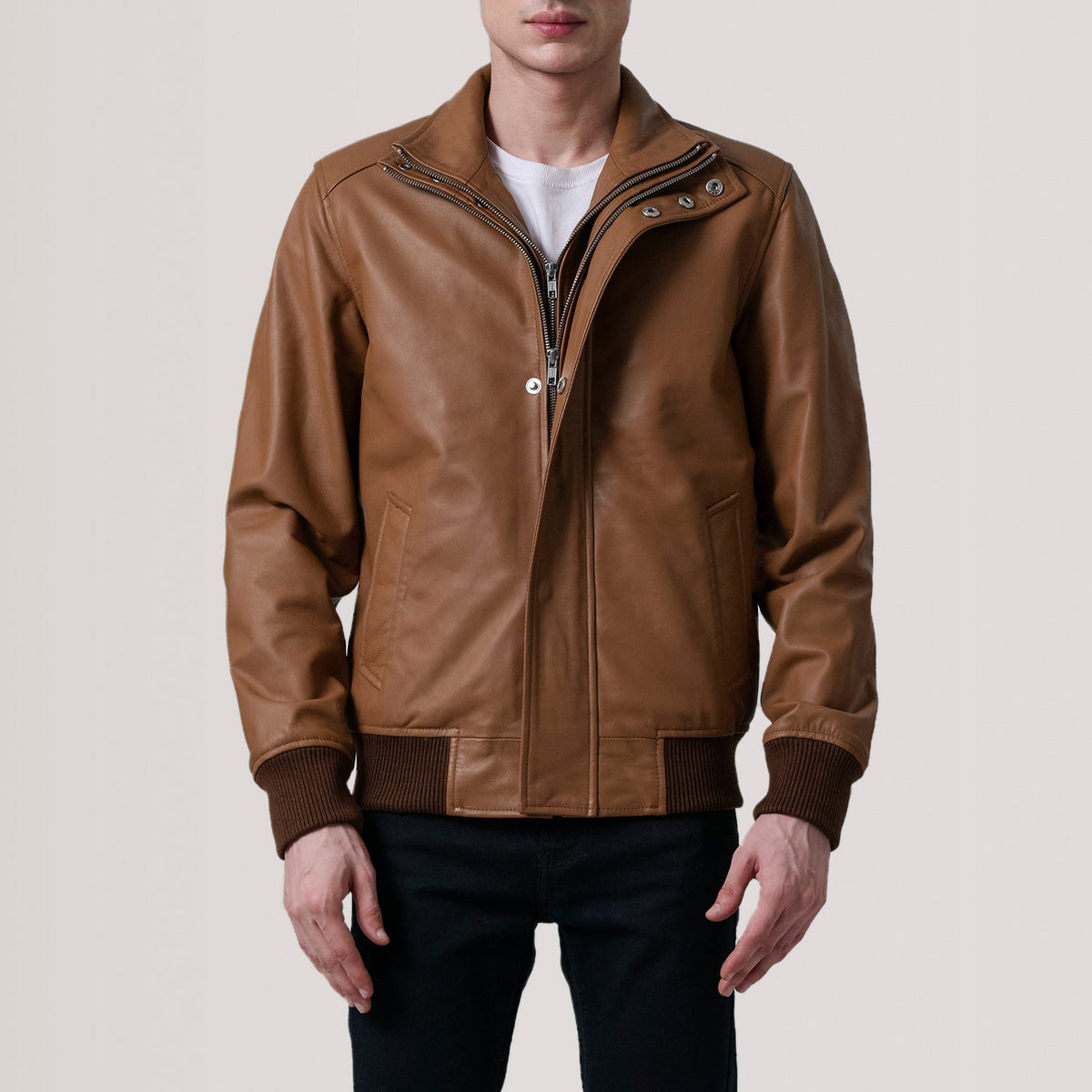Lester 브라운 Suede 가죽 봄버 자켓 남성용 – alternate product view 4