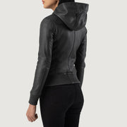 Luna Hooded 가죽 봄버 자켓 여성용 – alternate product view 5