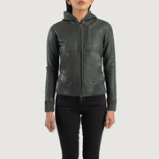 Luna Hooded 가죽 봄버 자켓 여성용 – alternate product view 4