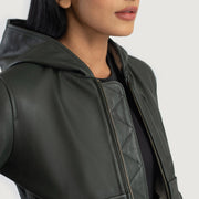 Luna Hooded 가죽 봄버 자켓 여성용 – alternate product view 6