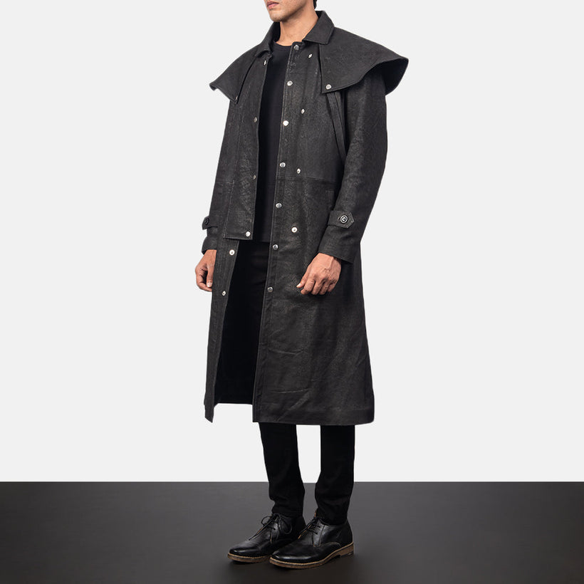 Maverick 블랙 Leather Duster 남성용