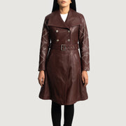 
Missoni 마룬 가죽 트렌치 코트 여성용 in Maroon Sheepskin Leather - 정면 스타일 및 테일러드 실루엣 | 공식 온라인 스토어 구매