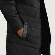 
클로즈업 상세 of Classic Collar & Zipper With Snap Button Placket Hardware on Moore 블랙 Hooded Parka 남성용