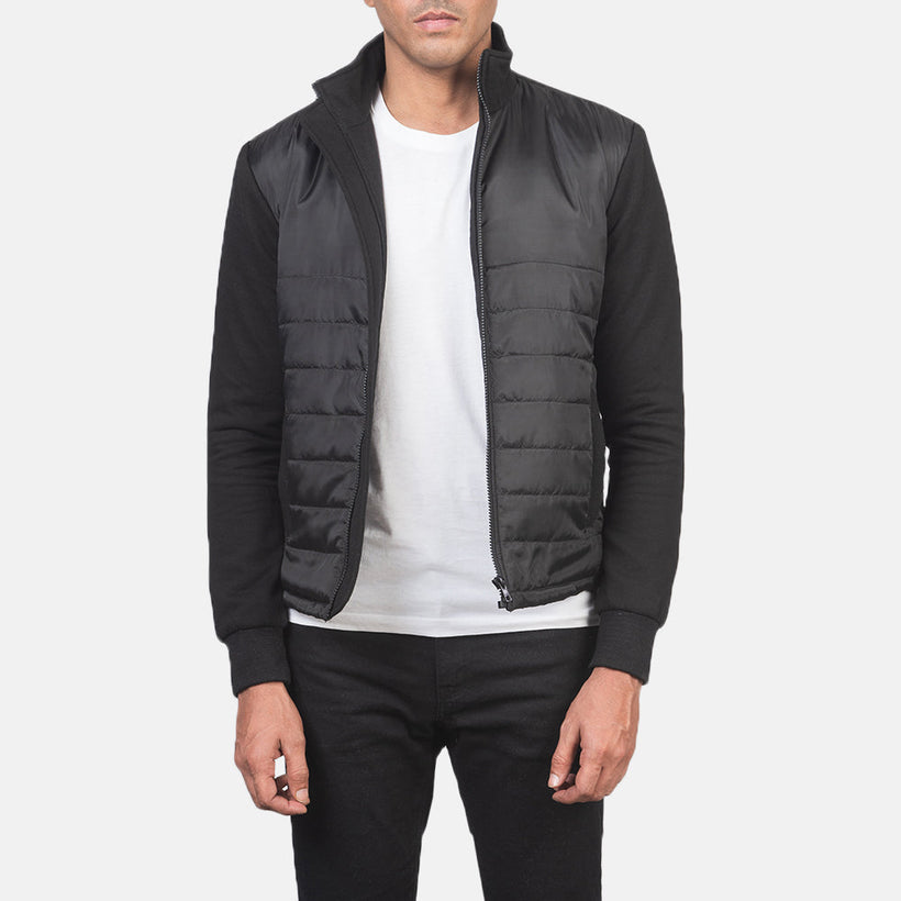 Nashville 퀼팅 블랙 Windbreaker 가죽 자켓 남성용