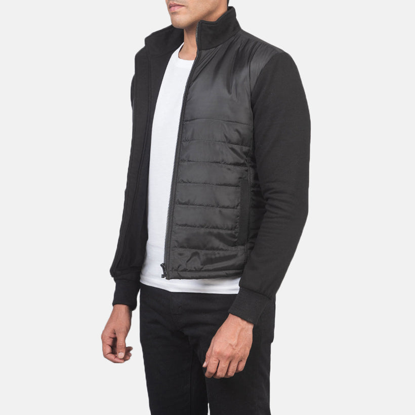 Nashville 퀼팅 블랙 Windbreaker 가죽 자켓 남성용