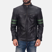 Night Trooper 가죽 자켓 남성용 in Black Cowhide Leather - Front Profile View &amp; Tailored Silhouette | Buy Online