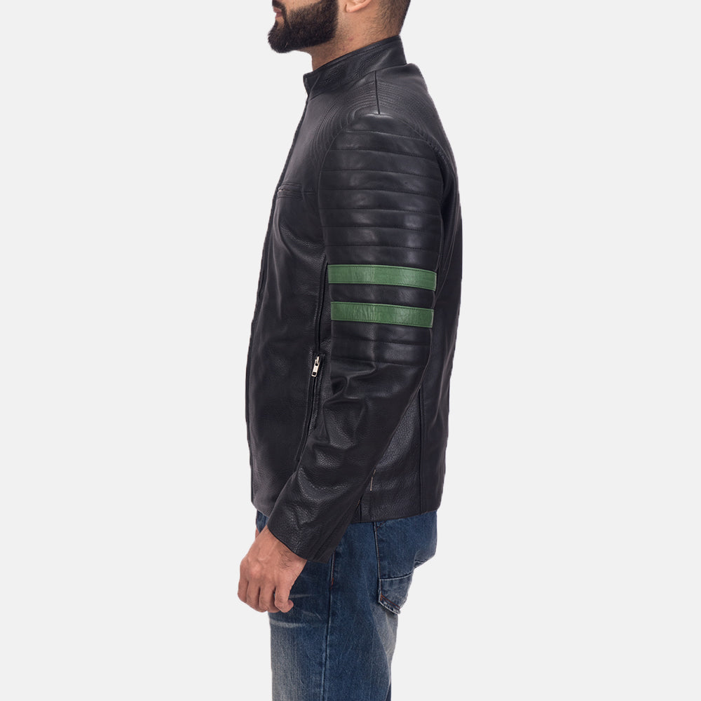 Night Trooper 가죽 자켓 남성용 - Lateral Side Profile View Showing Sleeve Cut &amp; Athletic Taper Fit