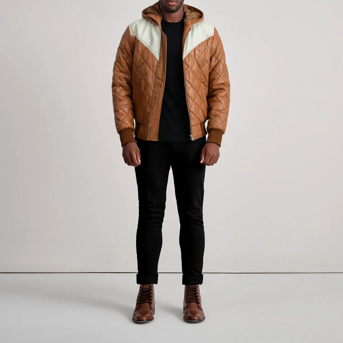 
Norman 가죽 자켓 탄 Puffer 가죽 자켓 남성용 – alternate product view 3