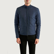 Men's Nyle Quilted Windbreaker 가죽 자켓 남성용 - Lateral Side Profile View Showing Sleeve Cut &amp; Athletic Taper Fit
