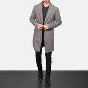 
Petrillo Grey Wool Single Breasted 가죽 코트 남성용 in Grey Synthetic Wool - 정면 스타일 및 테일러드 실루엣 | 공식 온라인 스토어 구매