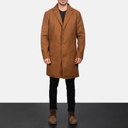 
Petrillo Khaki Wool Single Breasted 가죽 코트 남성용 in Khaki Synthetic Wool - 정면 스타일 및 테일러드 실루엣 | 공식 온라인 스토어 구매