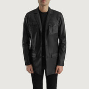 
Ray Cutler Black Leather Blazer in Black Sheepskin Leather - 정면 스타일 및 테일러드 실루엣 | 공식 온라인 스토어 구매