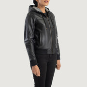 
Rebella Hooded 가죽 항공 점퍼 봄버 여성용 – alternate product view 2