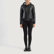 
Rebella Hooded 가죽 항공 점퍼 봄버 여성용 – alternate product view 3
