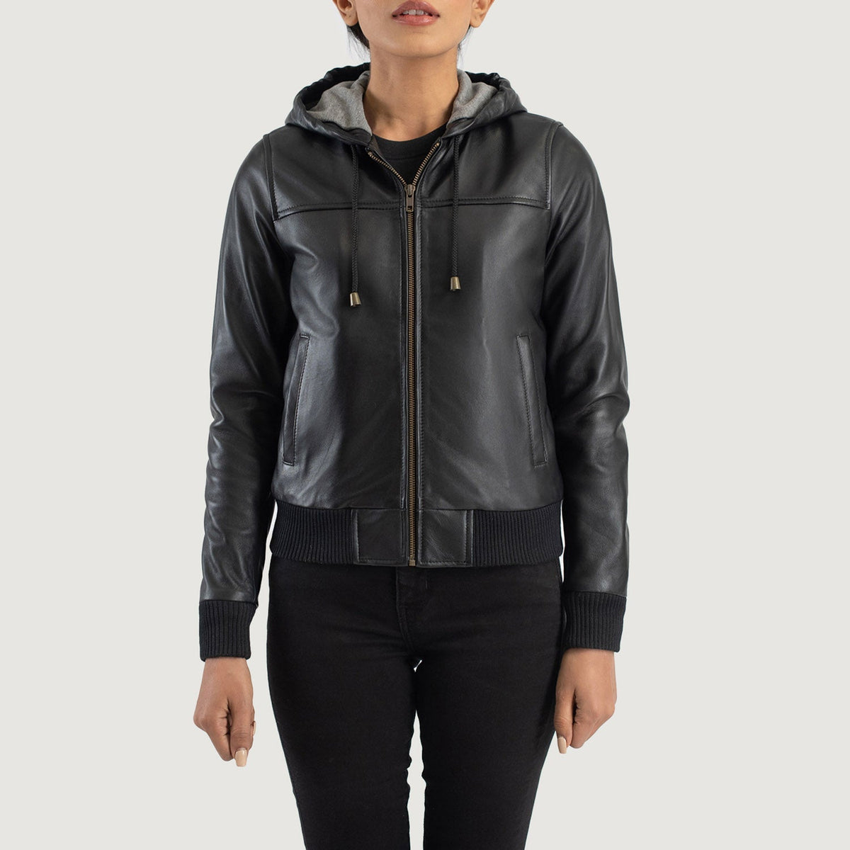 
Rebella Hooded 가죽 항공 점퍼 봄버 여성용 – alternate product view 4