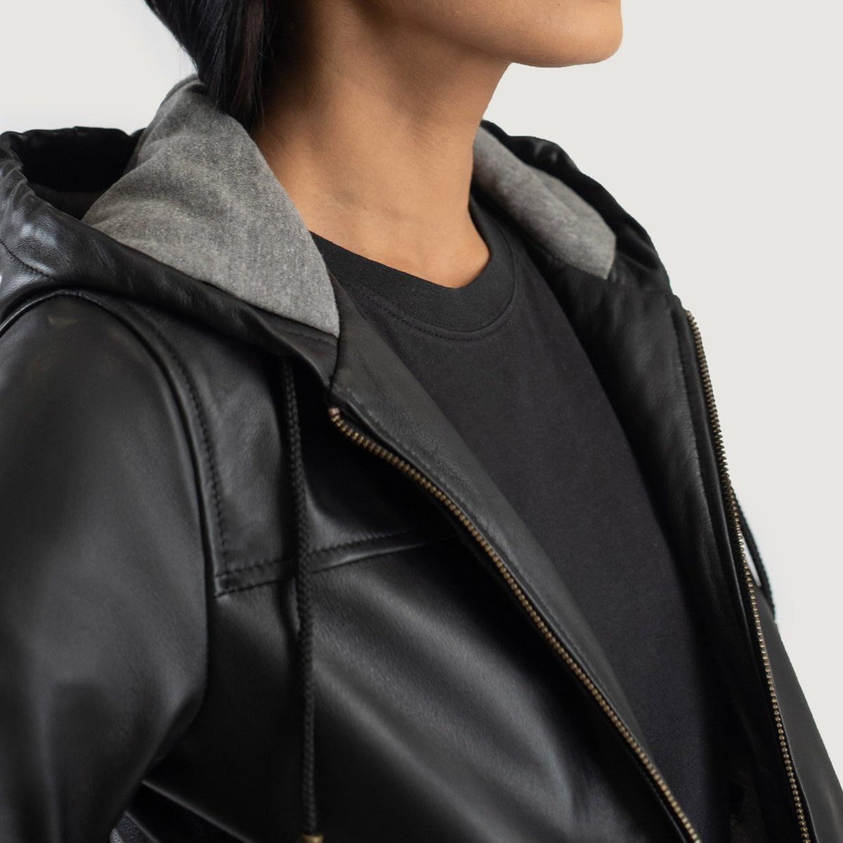 
Rebella Hooded 가죽 항공 점퍼 봄버 여성용 – alternate product view 6