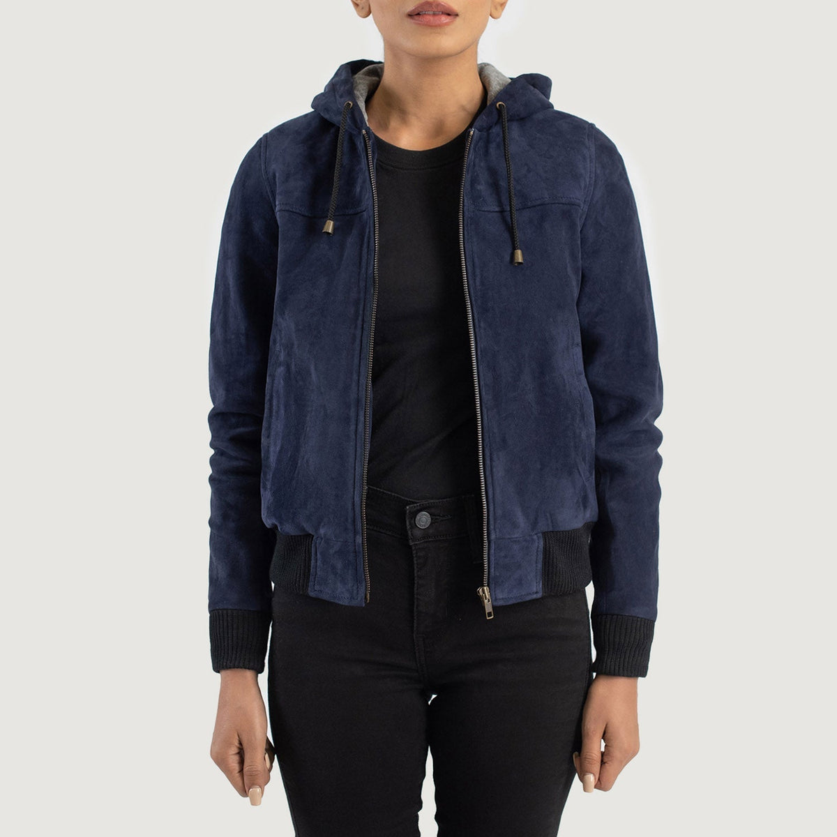 
Rebella Hooded 가죽 항공 점퍼 봄버 여성용 – alternate product view 1