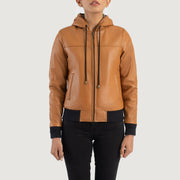 
Rebella Hooded 가죽 항공 점퍼 봄버 여성용 – alternate product view 4