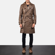 
Royson 브라운 Leather Duster 가죽 코트 남성용 in Mocha Brown Calfskin Leather - 정면 스타일 및 테일러드 실루엣 | 공식 온라인 스토어 구매