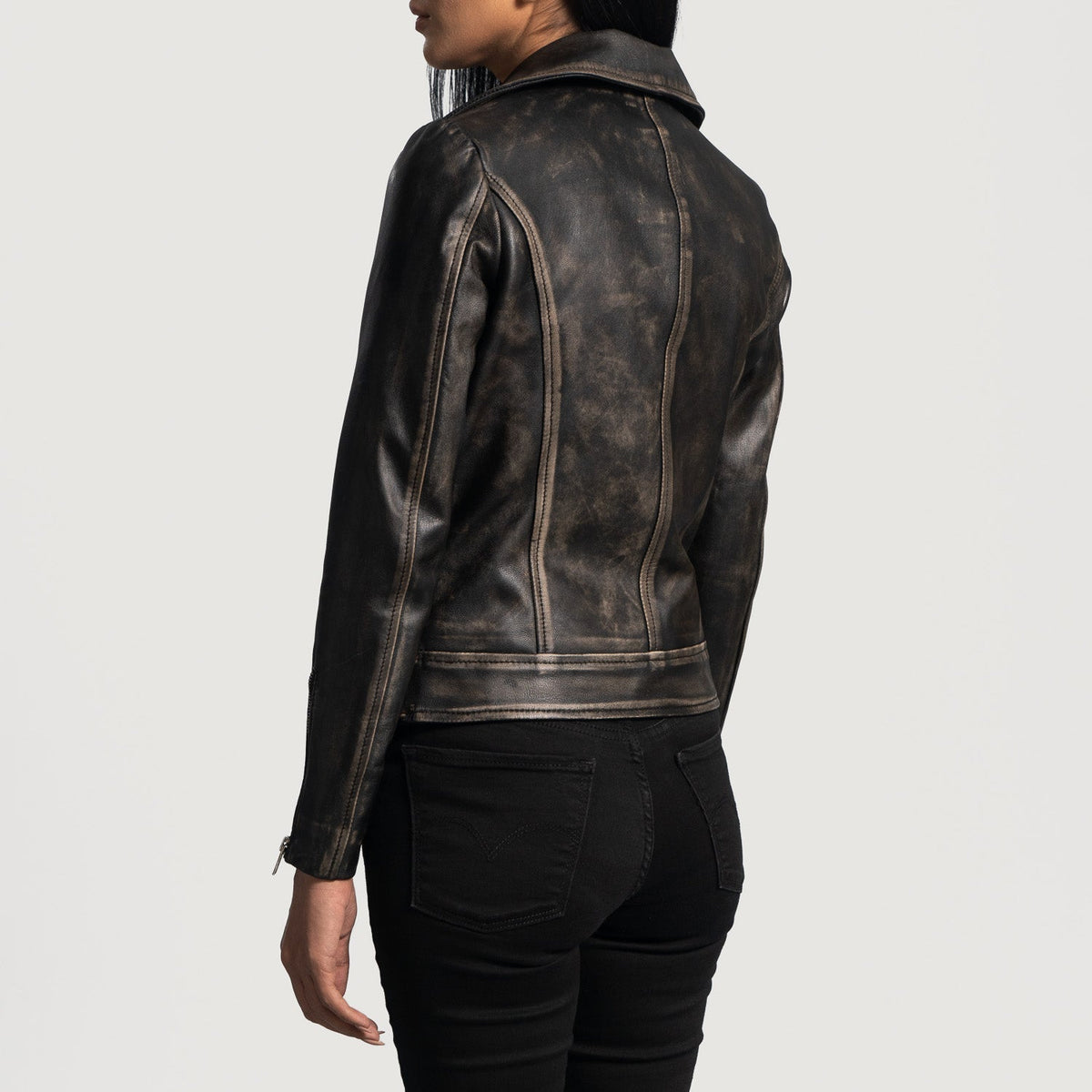Rumy Maroon 가죽 라이더 자켓 여성용 – alternate product view 5