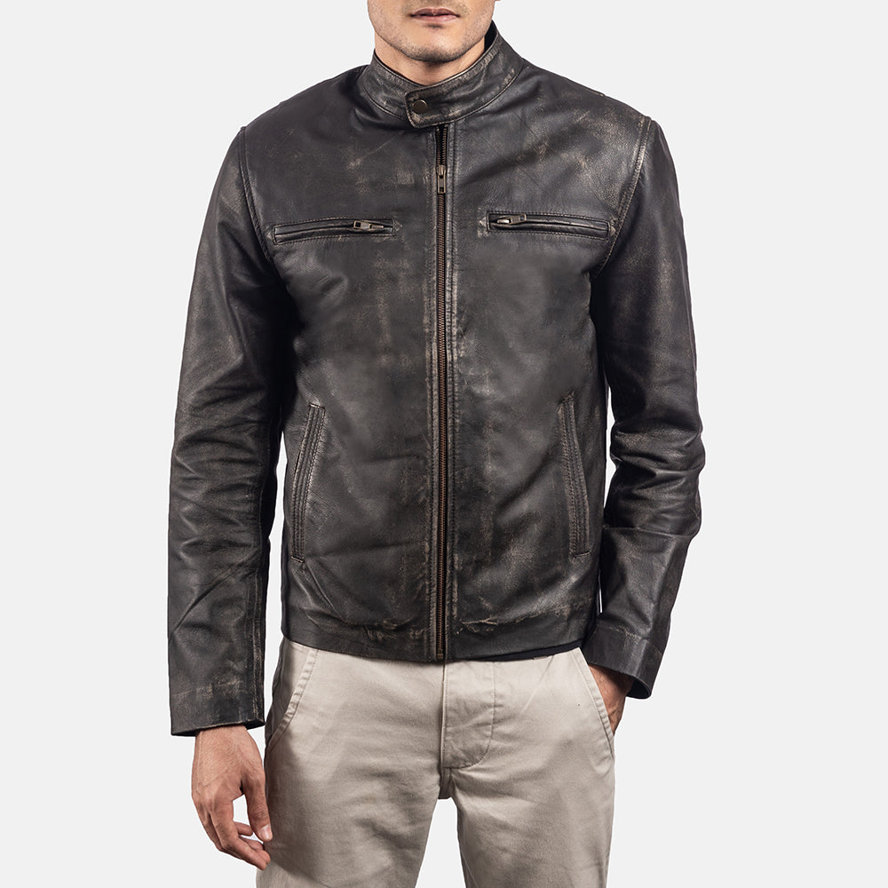 Rustic 가죽 라이더 자켓 남성용 – alternate product view 3