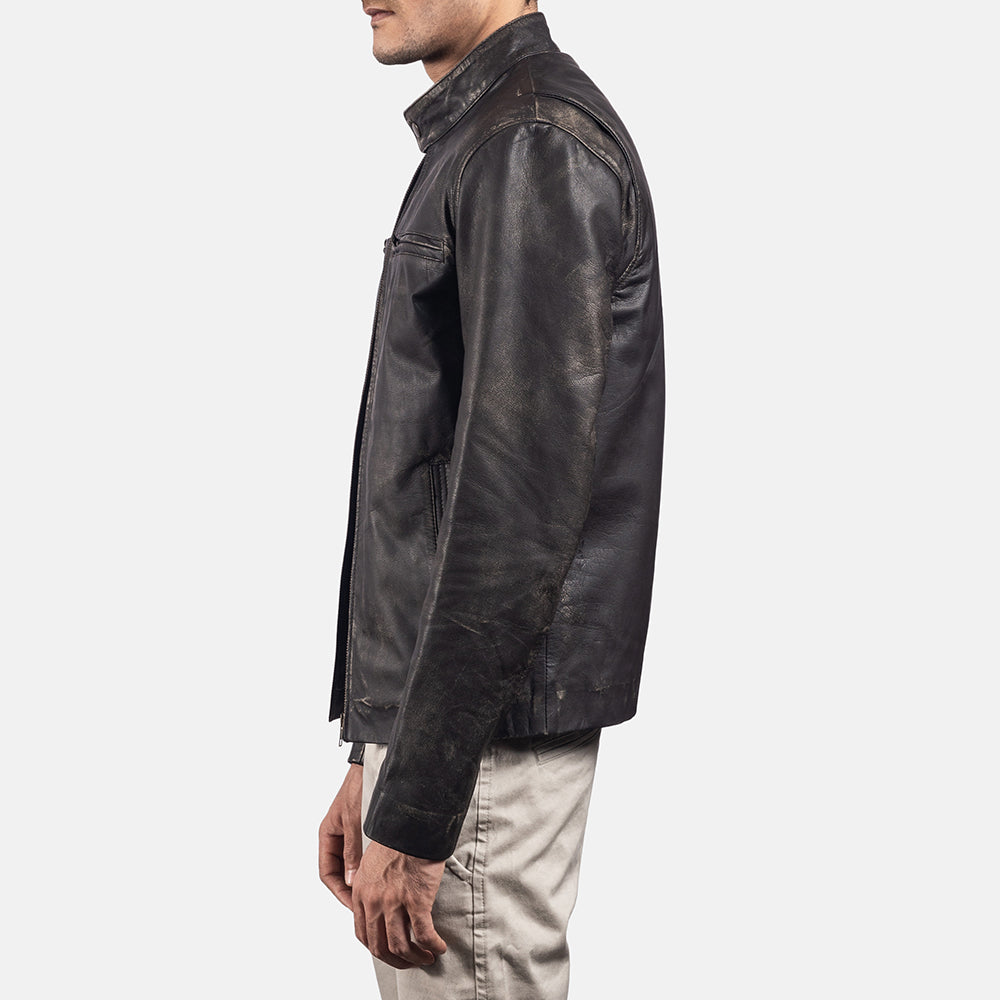 Rustic 가죽 라이더 자켓 남성용 – alternate product view 4