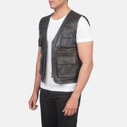 
Brown Sheepskin leather Vest - 어깨 라인과 깔끔한 밑단이 돋보이는 뒷면 뷰